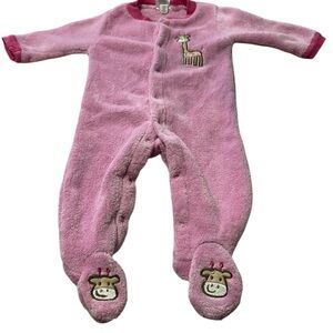 Baby Gear Pink Giraffe Footed One Piece